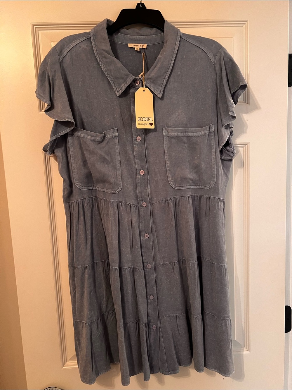 JODIFL Blue Button-Up Shirt Dress